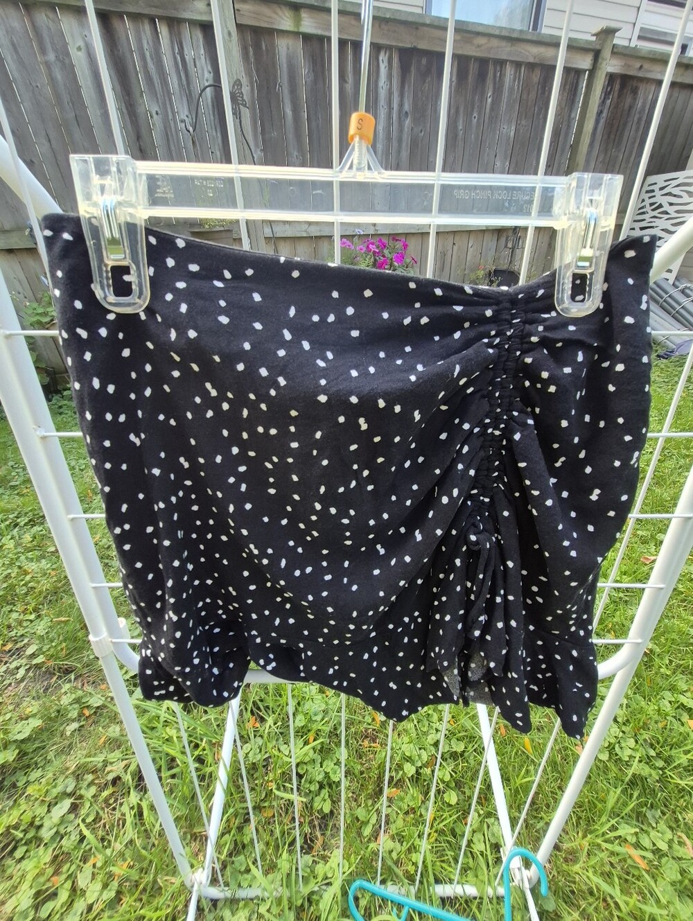 URBAN Romantics Black & White Polka Dot Ruched Mini Skirt